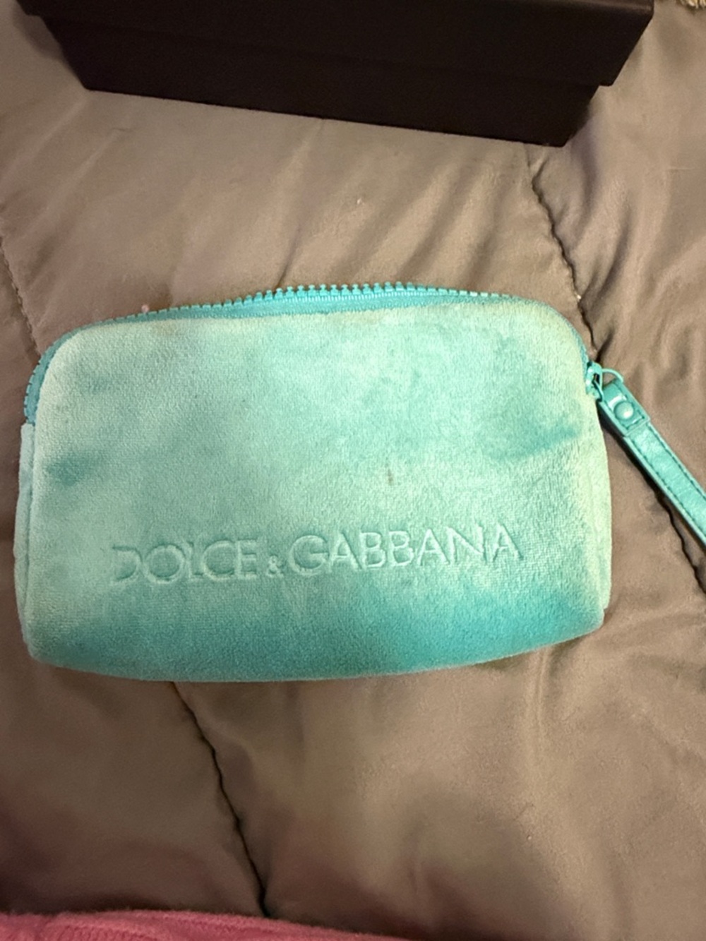 Dolce & Gabbana Turquoise Velvet Wristlet Pouch